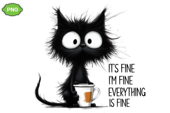 Download I'm Fine Everything is Fine Coffee Cat - Premium Resources